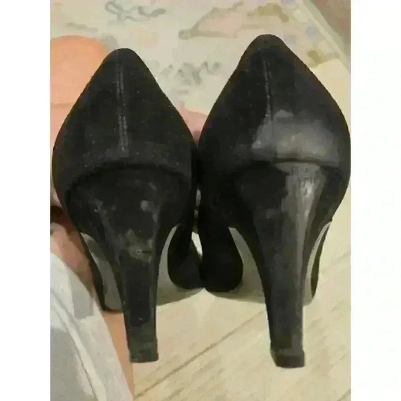 Prada Women's Grey Black Suede Pumps 6 Pointed Toe Heels Luxury Whimsygoth - Picture 7 of 9